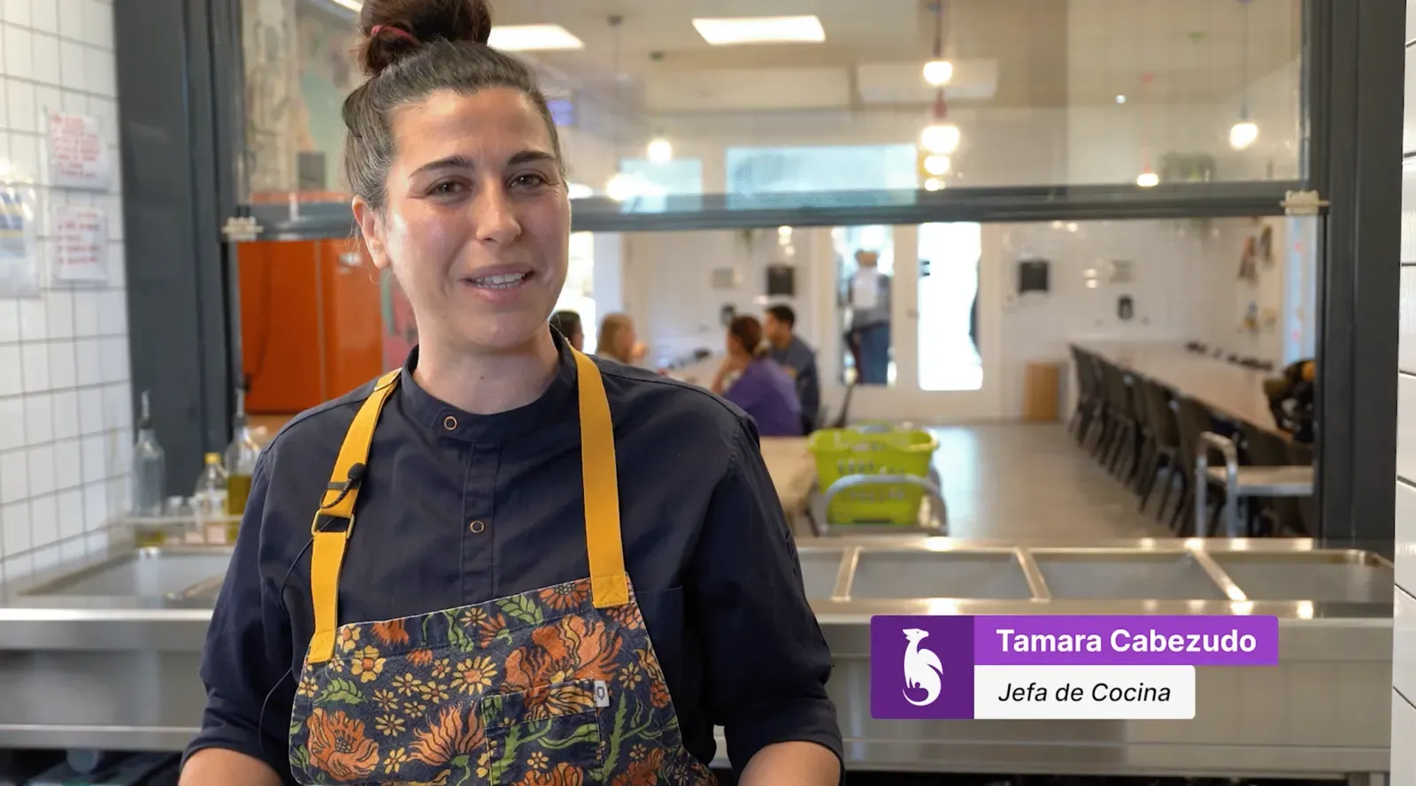 Tamara, the school’s head cook, in the dining hall during service.